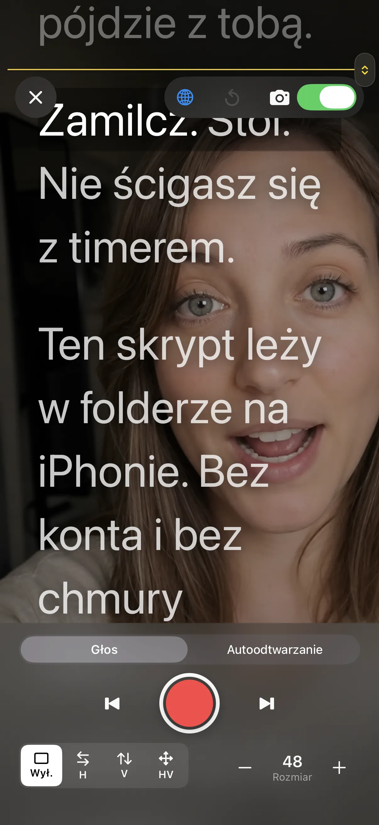 Przednia kamera. Nagraj do Zdjęć.