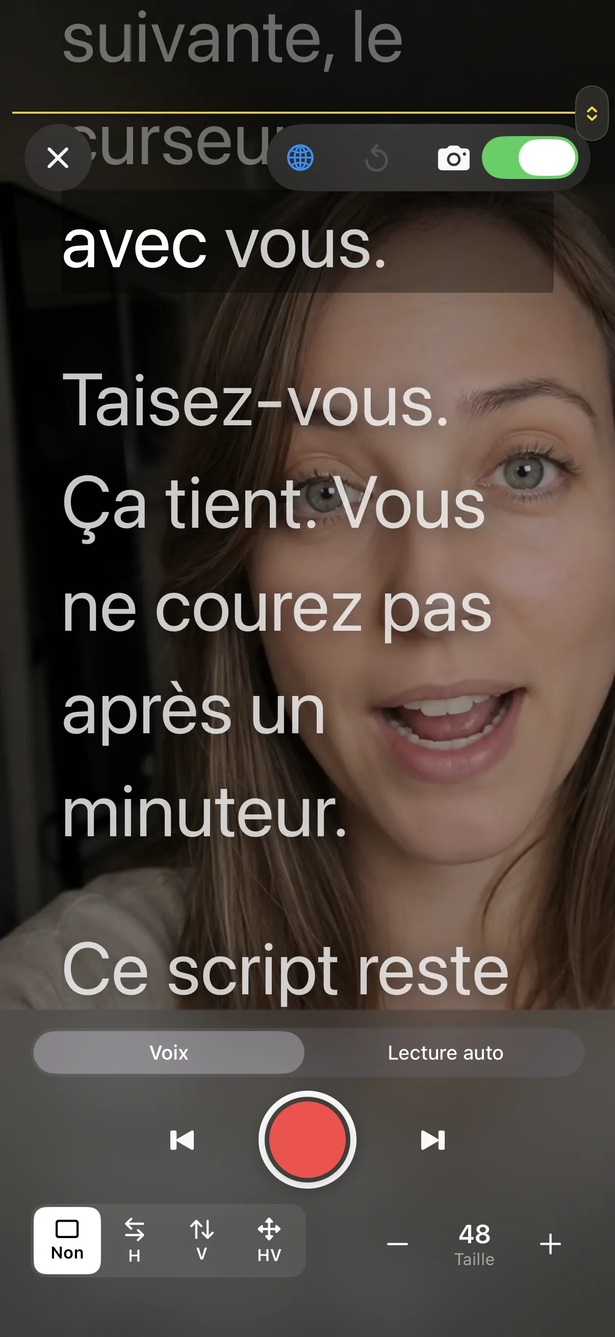 Caméra avant. Enregistrement dans Photos.