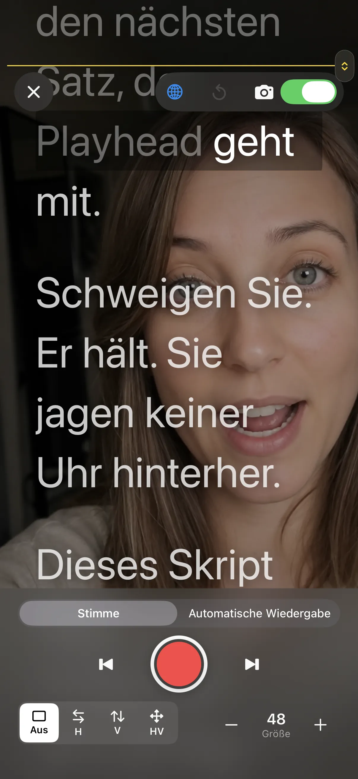 Frontkamera. Aufnahme in Fotos.