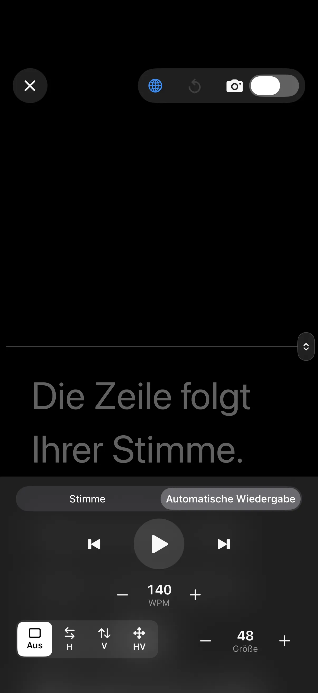 Autoplay in Wörtern pro Minute.
