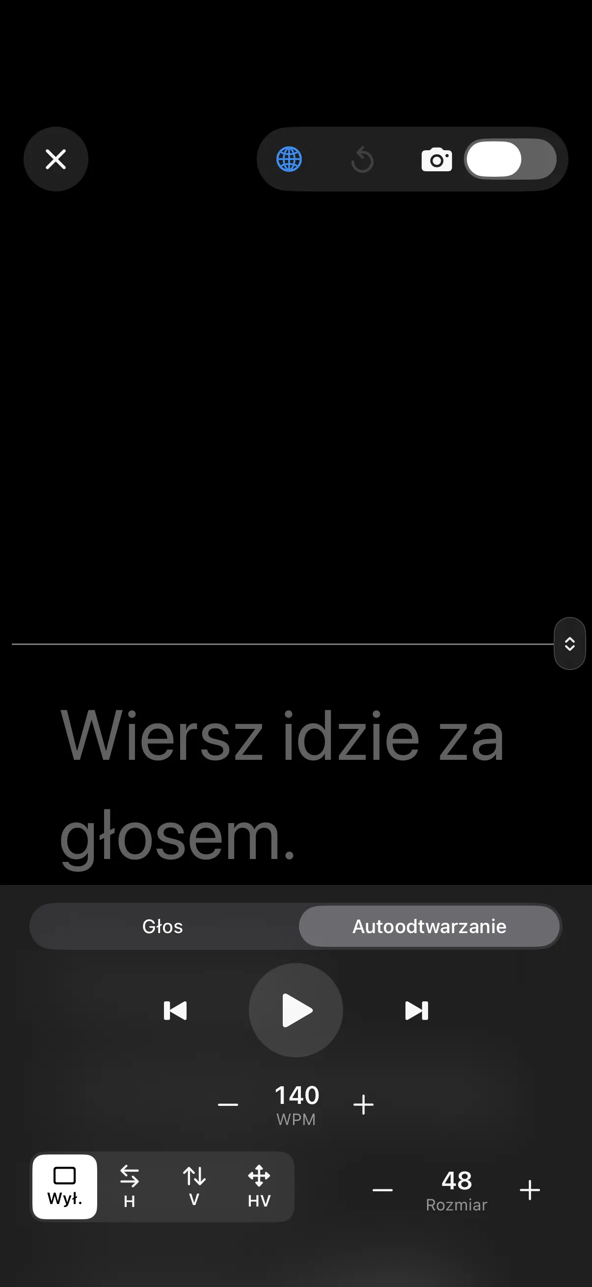 Autoodtwarzanie (słów na minutę).