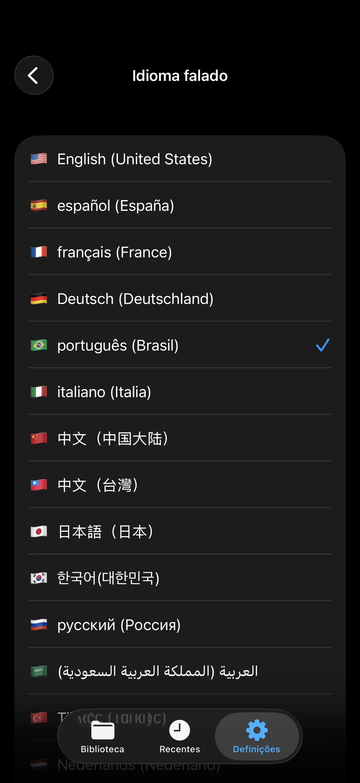 15 idiomas falados neste iPhone.